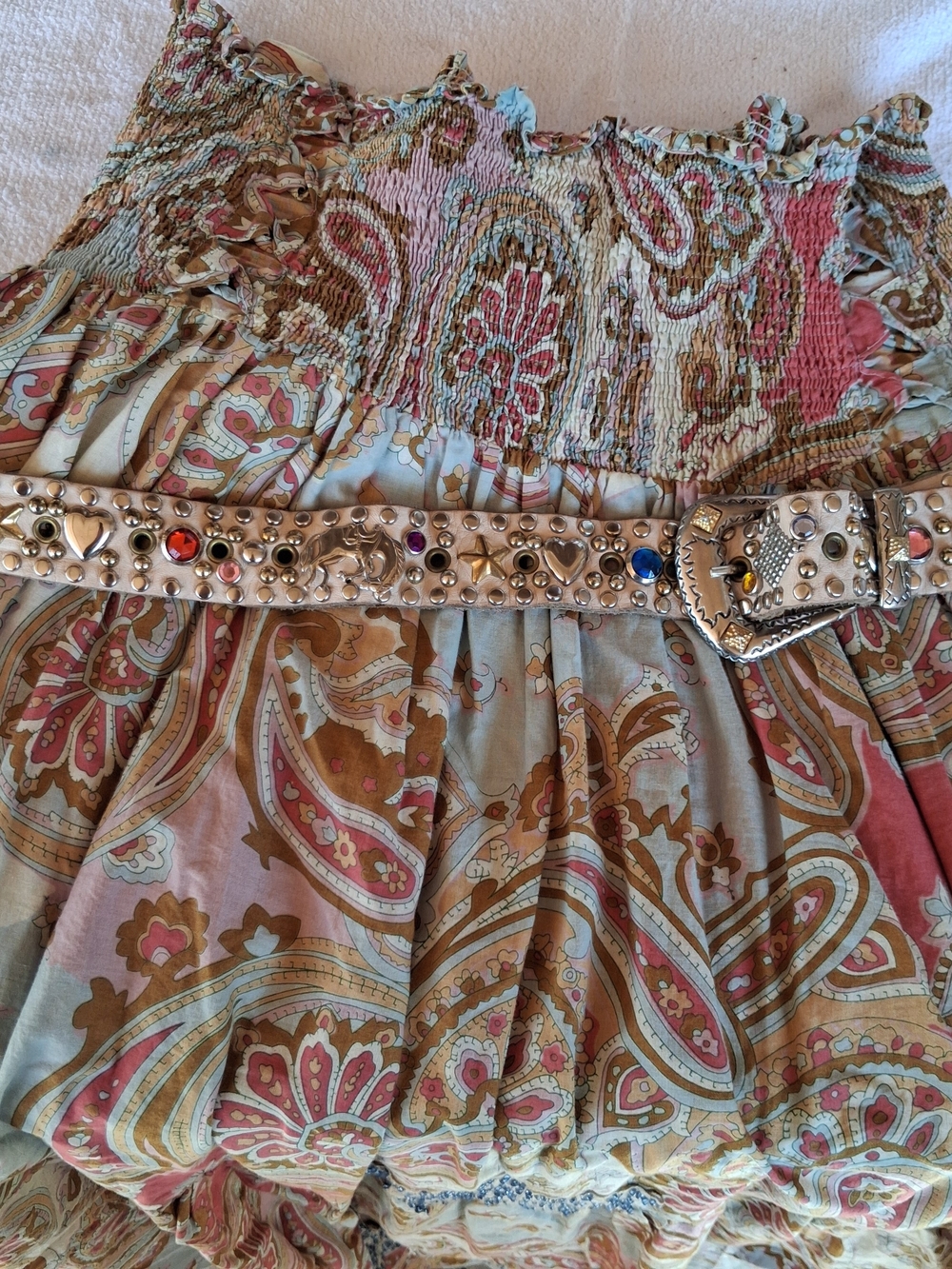 Guess Vintage Jeans Paisley Maxi Dress in Blue & Pink Small